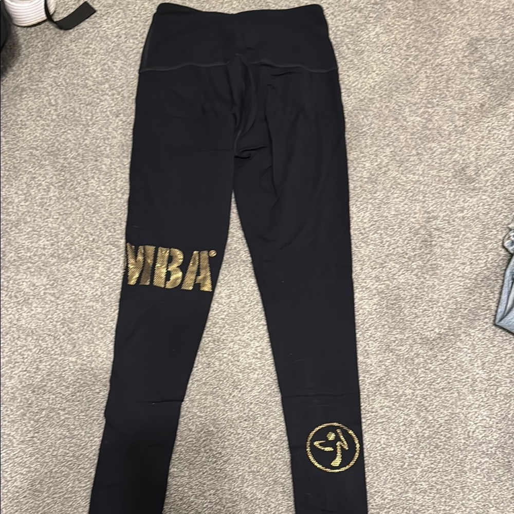 Zumba Fitness Black and Gold Athletic Leggings